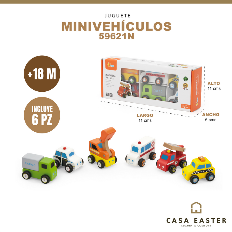 Load image into Gallery viewer, Juego de minivehículos de madera - 59621N