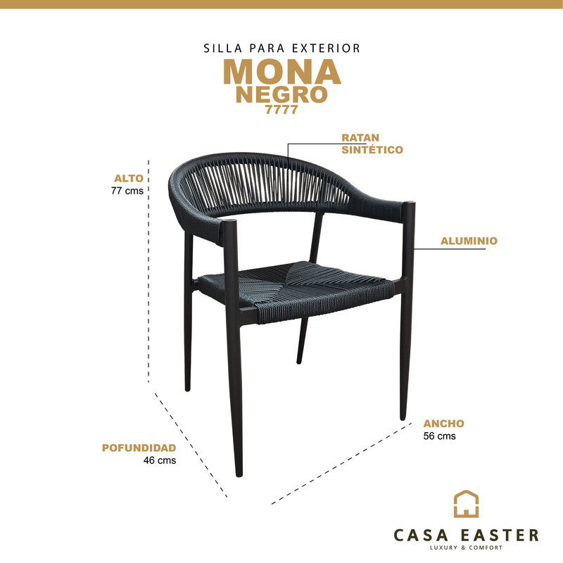 Load image into Gallery viewer, Mona 7777 Loop Chair for Outdoor and Indoor Use, Black - MONA 7777