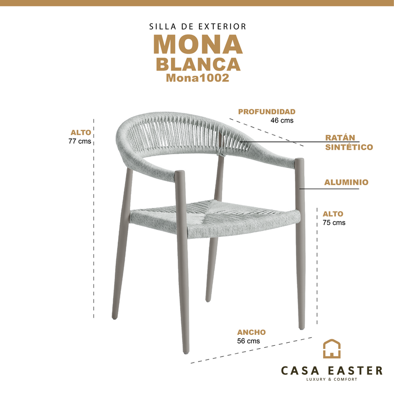 Cargue la imagen en el visor de la galería, Silla Mona 1002 de Lazo para Exterior e Interior Color Blanco - MONA 1002