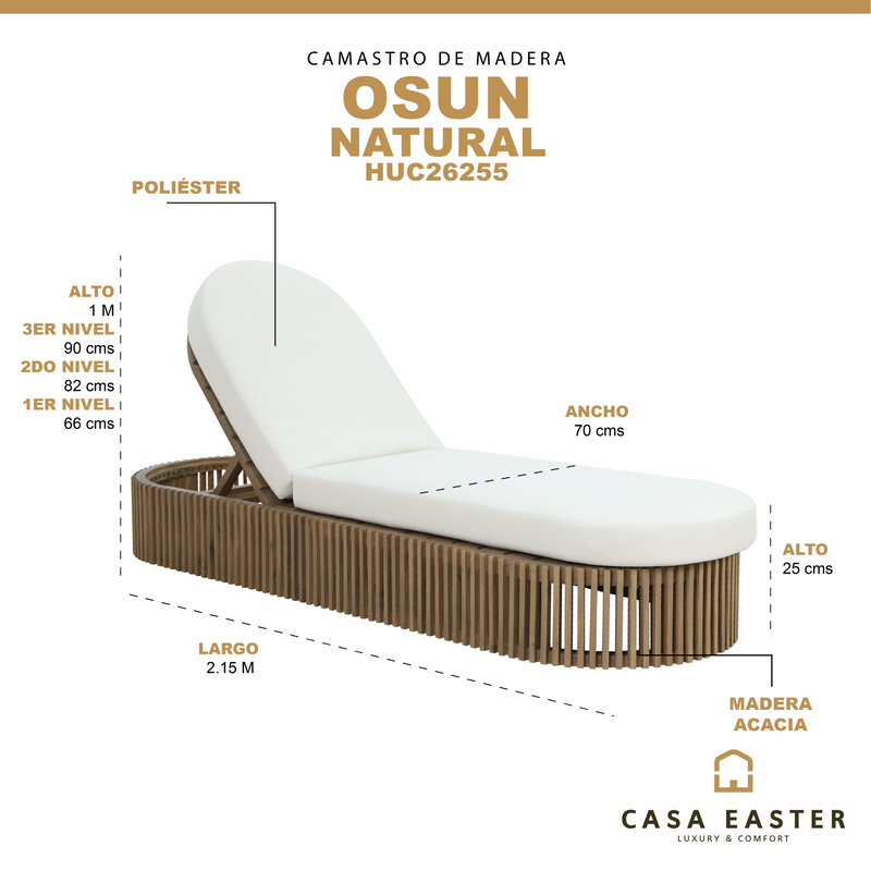Cargue la imagen en el visor de la galería, Camastro de madera Osun color natural - HUC26255