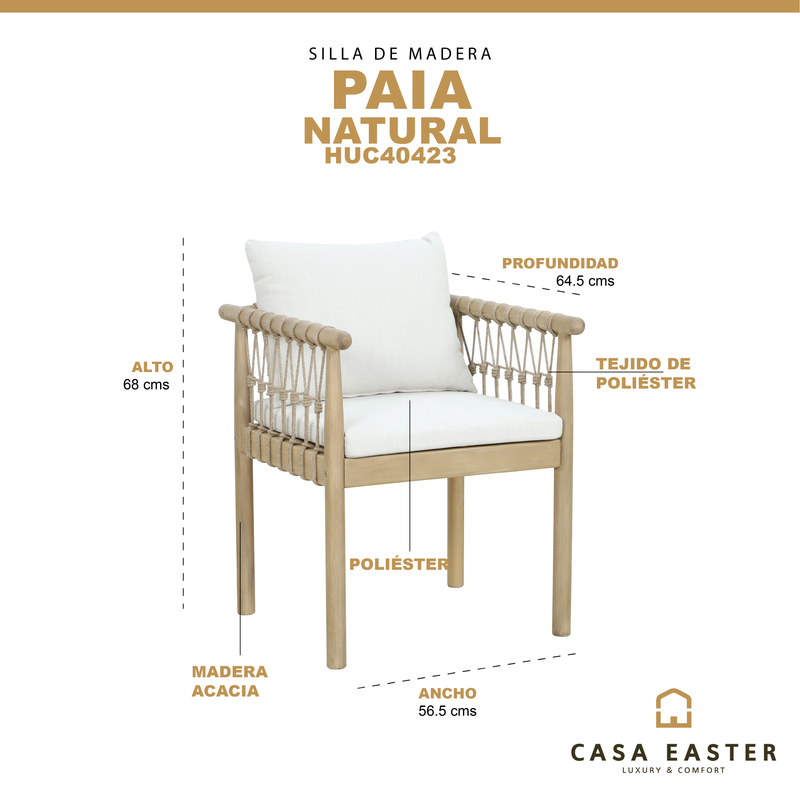 Cargue la imagen en el visor de la galería, Silla de madera PAIA color natural - HUC40423