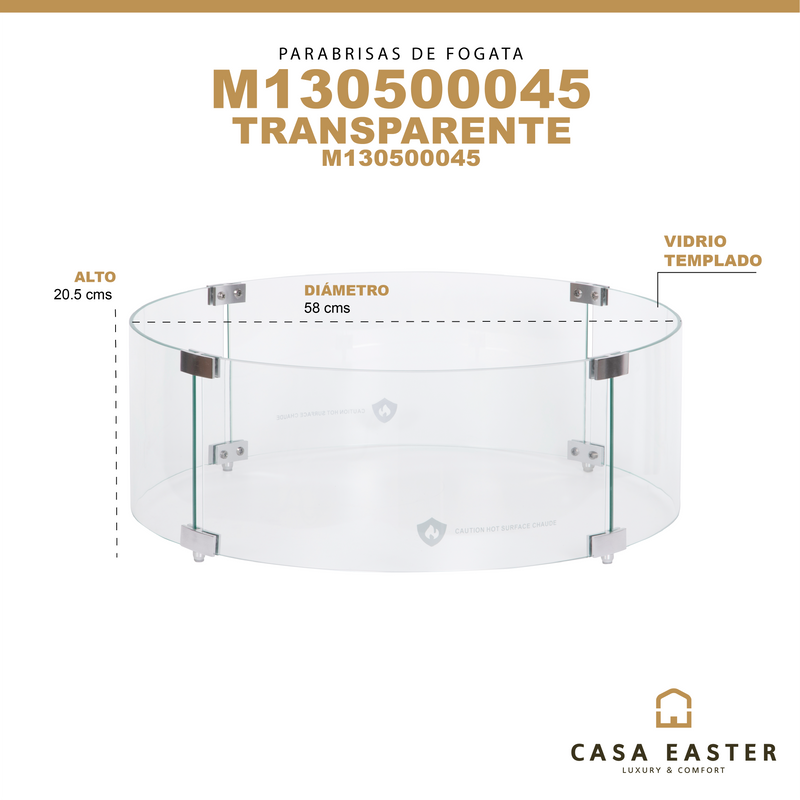 Cargue la imagen en el visor de la galería, Parabrisas para fogata de vidrio redonda - M130500045