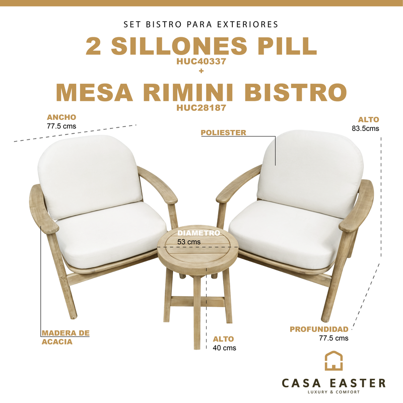 Cargue la imagen en el visor de la galería, Set Bistro Pill + mesa bistro Rimini