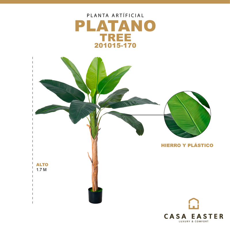 Cargue la imagen en el visor de la galería, Planta Decorativa Artificial para Exterior y Interior con 1.7m Alto, PLATANO - 201015-170