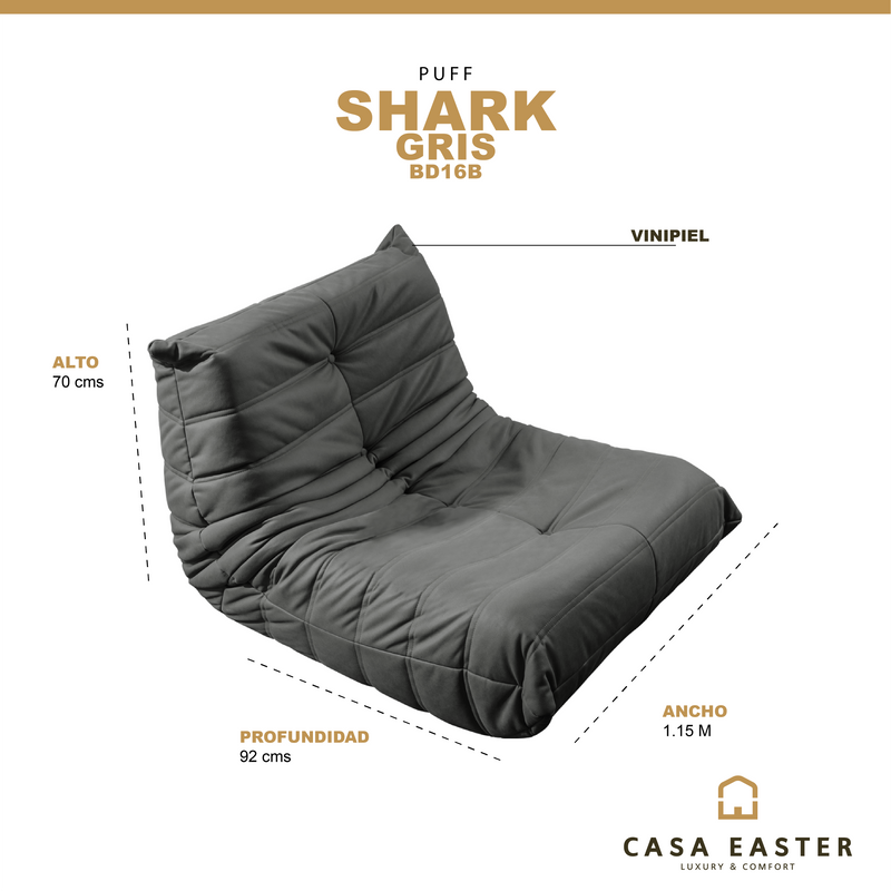 Cargue la imagen en el visor de la galería, Sofá Shark estilo Puff Color Gris -BD16B