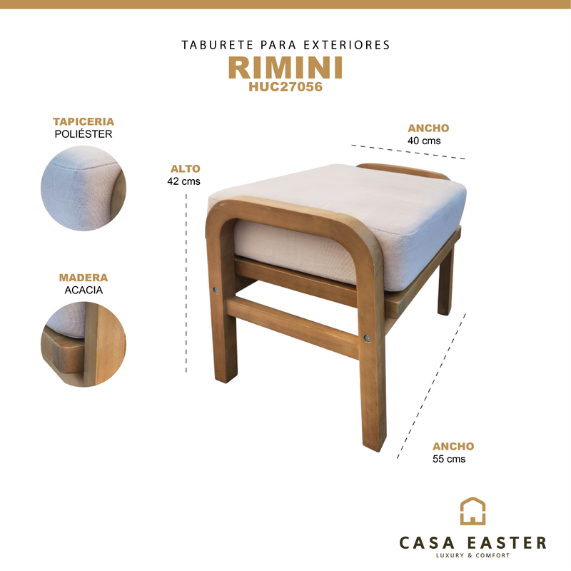 Cargue la imagen en el visor de la galería, Banco Taburete De Madera Teca RIMINI-HUC27056