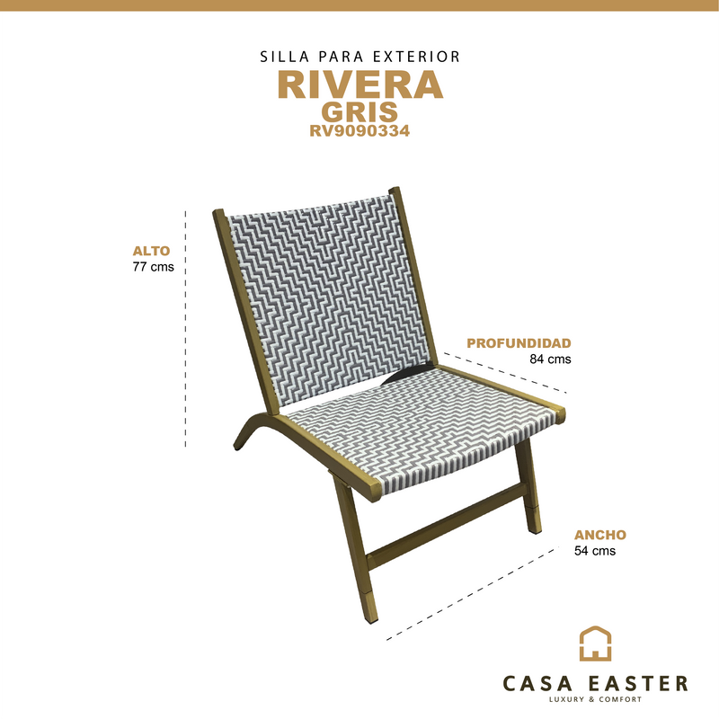 Cargue la imagen en el visor de la galería, Silla estilo bambo con ratan Color Gris con Blanco Riviera RV9090334 CasaEaster