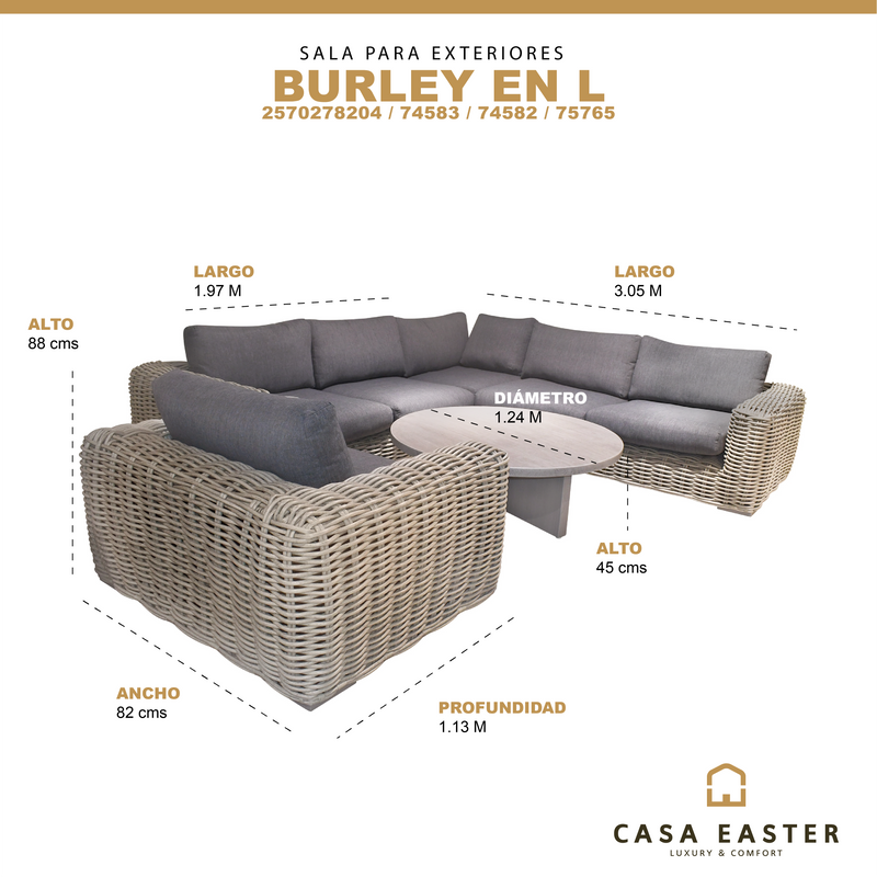 Cargue la imagen en el visor de la galería, Set Burley en L con mesa de centro redonda