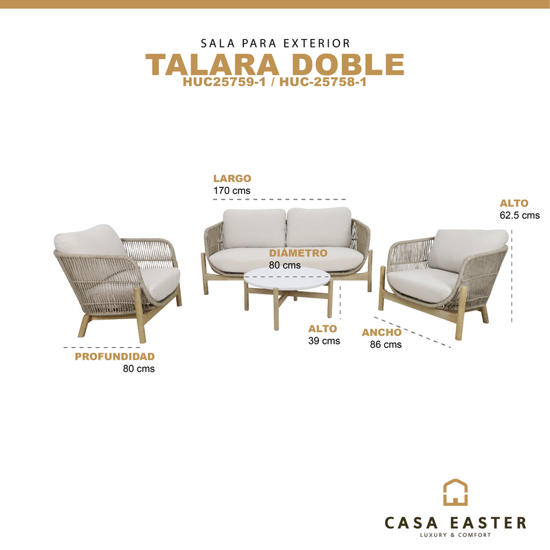 Cargue la imagen en el visor de la galería, Sala para Exterior e Interior de Madera Acacia Color Blanco TALARA DOBLE-SDMPETD
