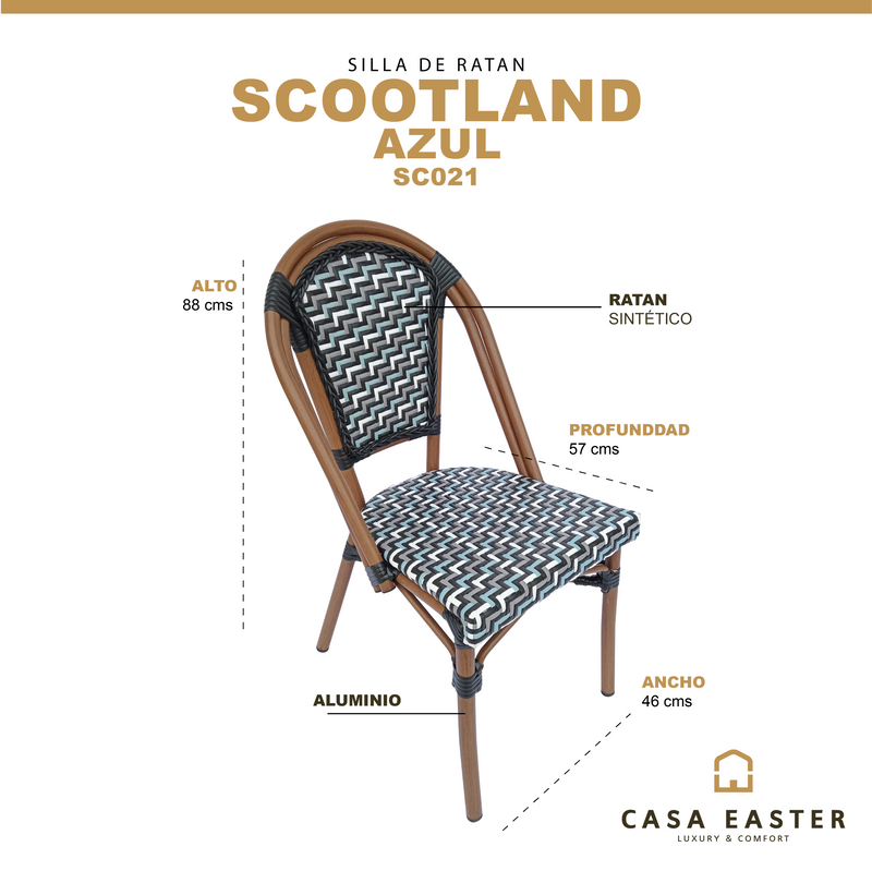 Cargue la imagen en el visor de la galería, Silla para Interior o Exterior Color Azul Scootland 21 - SC021