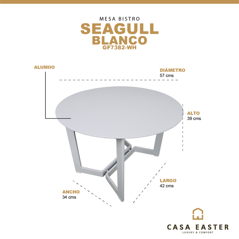 Load image into Gallery viewer, Bistro table Dia. 57cm Seagull white - GF7382-WH