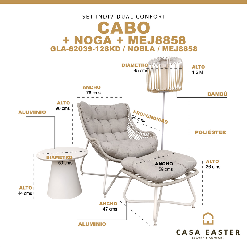 Cargue la imagen en el visor de la galería, Set Individual Confort Cabo + Noga blanco + Lámpara MEJ8858