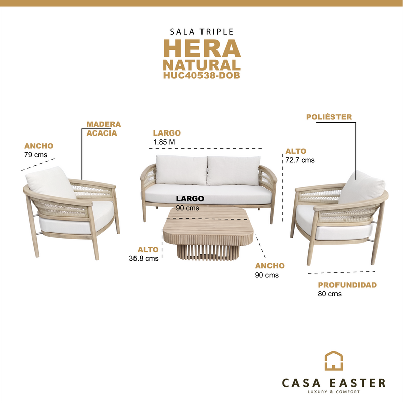 Cargue la imagen en el visor de la galería, Set triple Hera de madera color natural - HUC40538-DOB