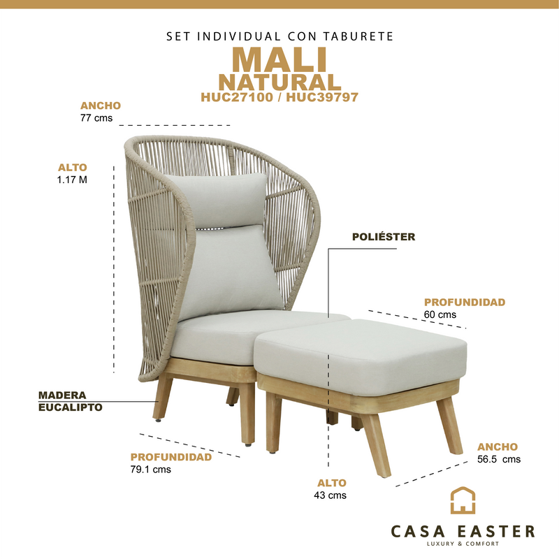 Cargue la imagen en el visor de la galería, Set individual con Taburete Mali