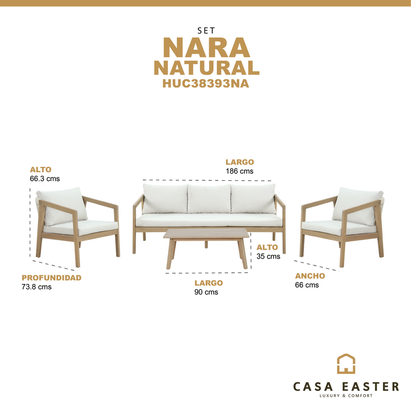 Cargue la imagen en el visor de la galería, Set triple Nara de madera color natural - HUC38393NA