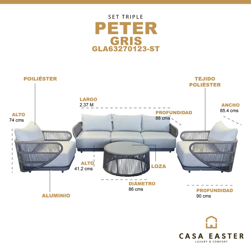 Cargue la imagen en el visor de la galería, Set triple Peter color gris - GLA63270123-ST