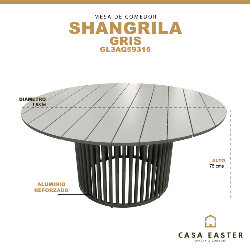 Cargue la imagen en el visor de la galería, Mesa de Comedor redonda Shangrila 1.53M color gris - GL3AQ59315
