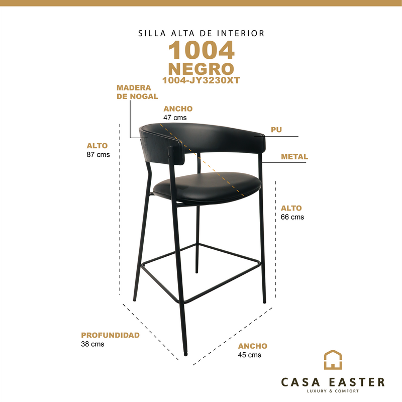 Cargue la imagen en el visor de la galería, Silla Alta de Madera para Interior 1004 color Negro - 1004-JY3230XT