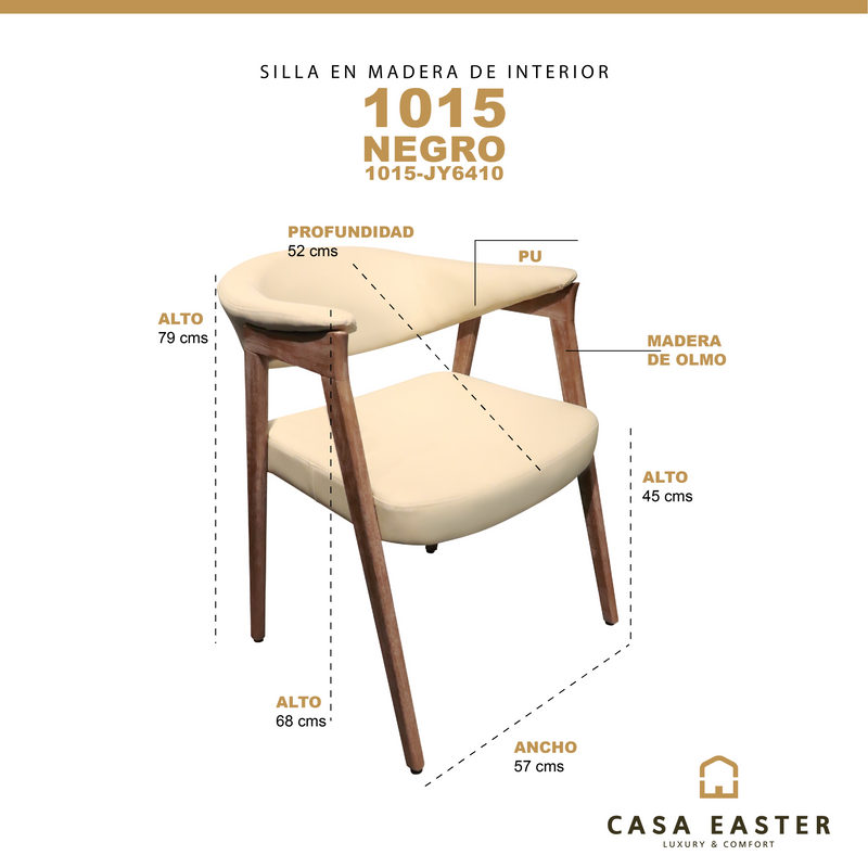 Cargue la imagen en el visor de la galería, Silla de Madera para Interior 1015 color crema - 1015-JY6410