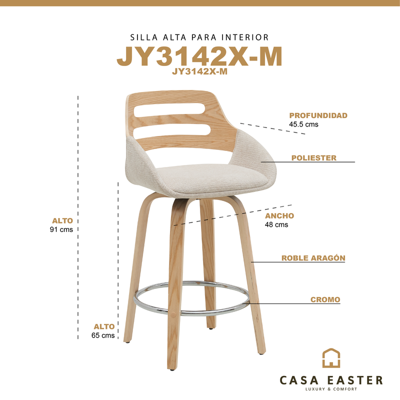 Cargue la imagen en el visor de la galería, Silla Alta de Interior color Beige Aragon - JY3142XM-BE
