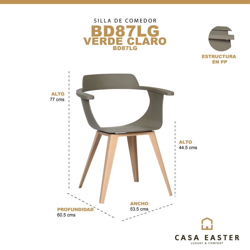 Cargue la imagen en el visor de la galería, Silla PP Color Verde Claro - BD87LG