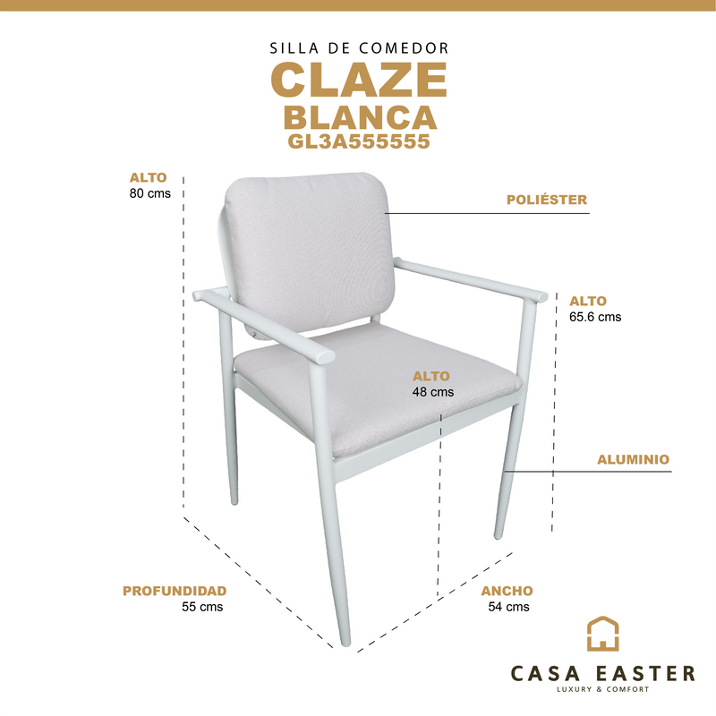 Cargue la imagen en el visor de la galería, Silla de aluminio CLAZE color blanco - GL3A555555