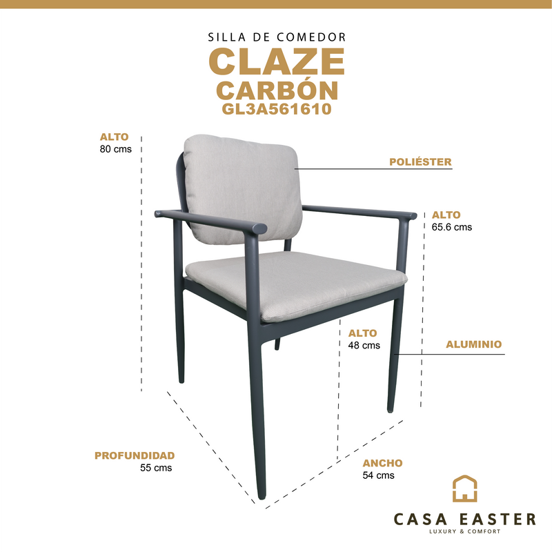 Cargue la imagen en el visor de la galería, Silla de aluminio CLAZE color carbón - GL3A631610