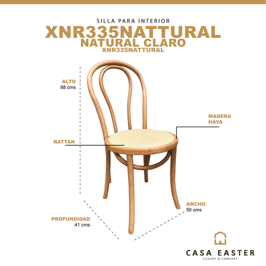 Silla de madera para interior XNR335NATURAL color natural - XNR335NATURAL