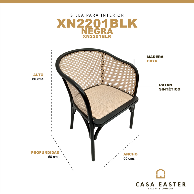 Cargue la imagen en el visor de la galería, Silla de comedor XN2201BLK Color Negra - XN2201BLK