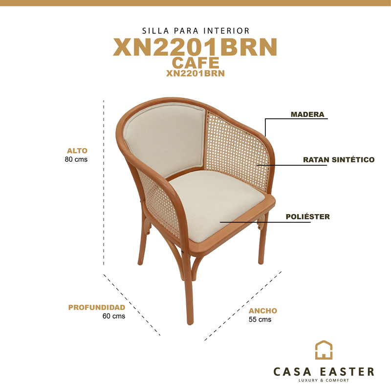 Cargue la imagen en el visor de la galería, Silla de comedor XN2201BRN Color cafe - XN2201BRN
