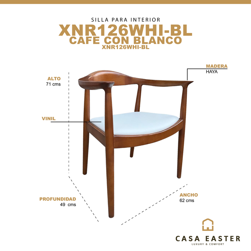 Cargue la imagen en el visor de la galería, Silla de interior de madera color cafe con blanco XN126WHI