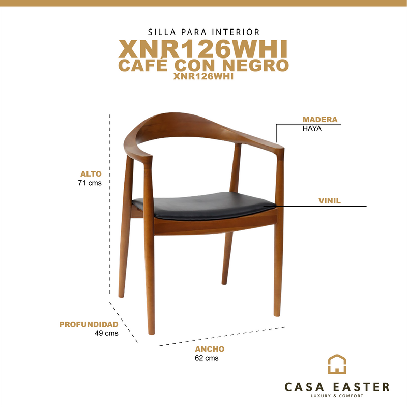 Cargue la imagen en el visor de la galería, Silla de interior de madera color café con negro XN126BLK