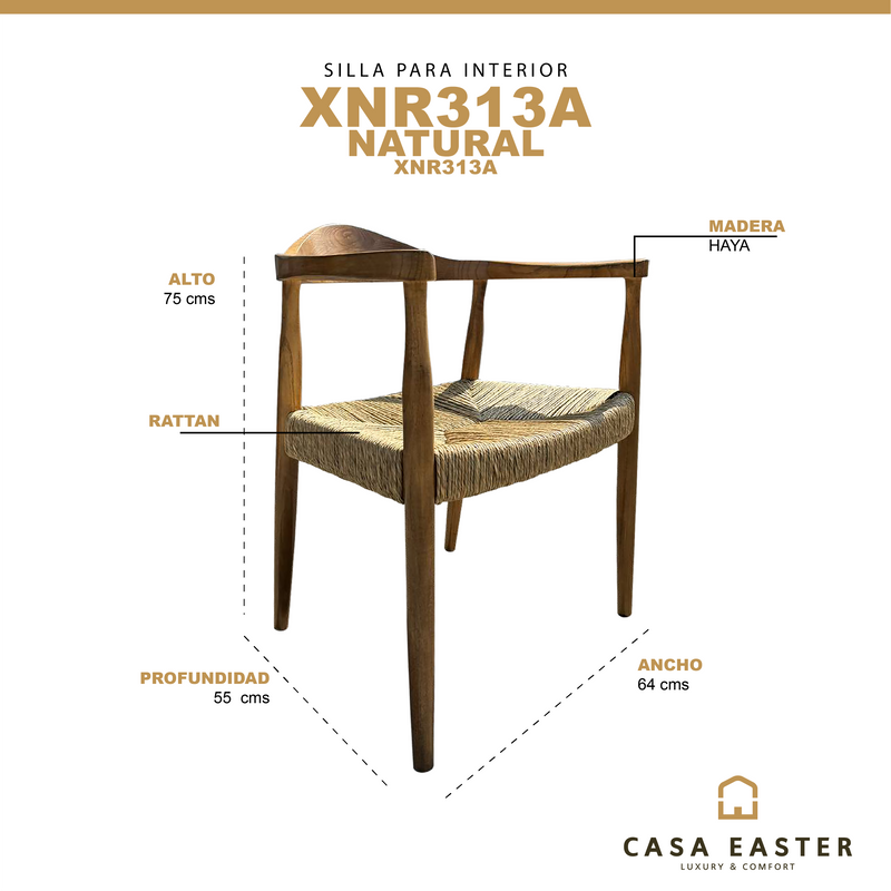Cargue la imagen en el visor de la galería, Silla de interior de madera color natural XN313A