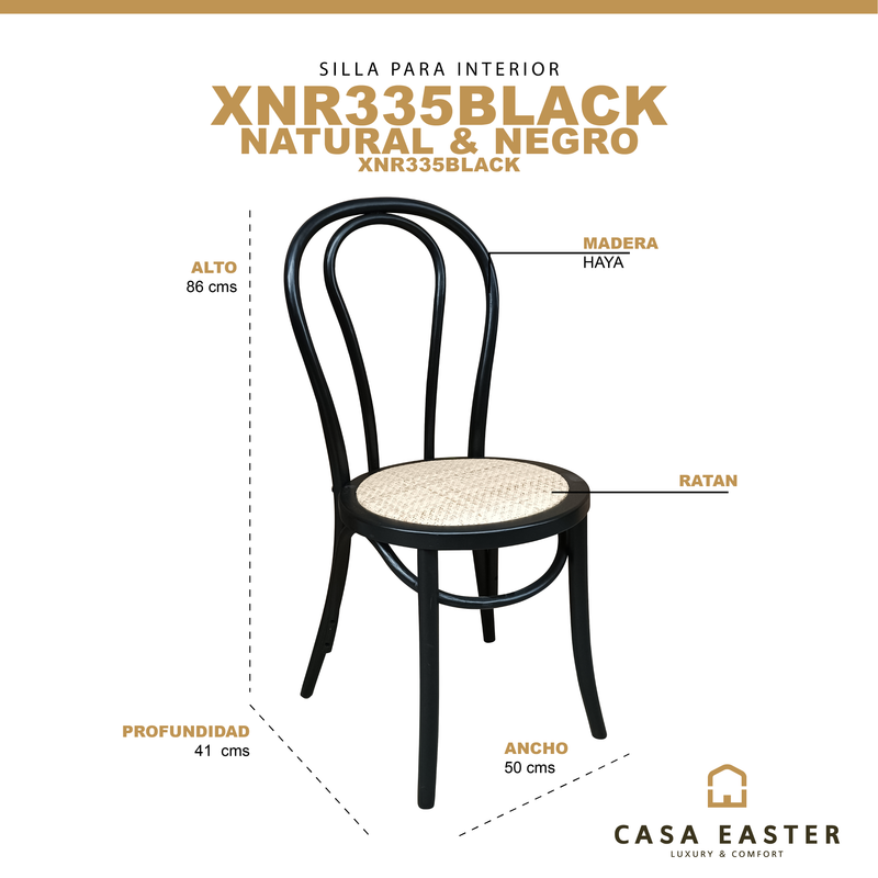 Cargue la imagen en el visor de la galería, Silla de madera para interior XNR335BLACK color negro - XNR335BLACK