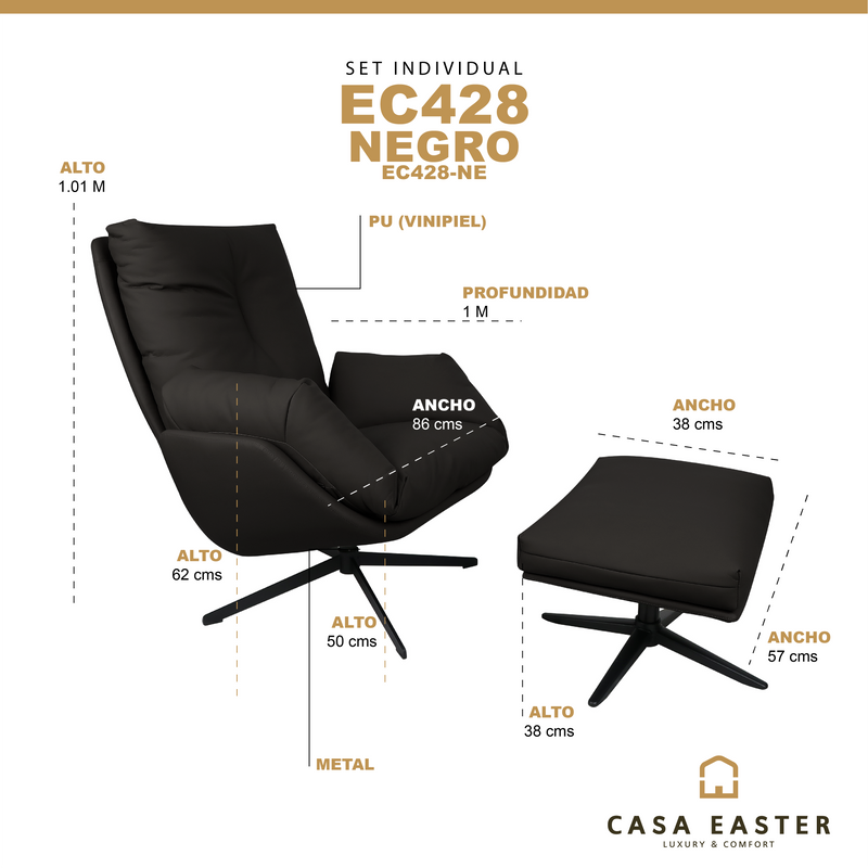 Load image into Gallery viewer, EC428 Set single armchair with stool for indoor use - EC428-CA