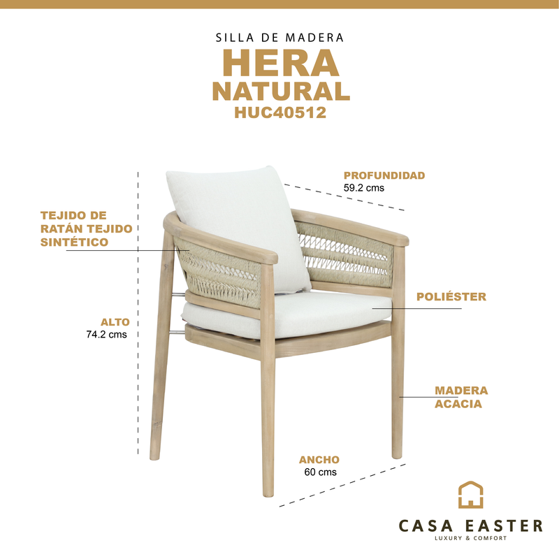 Cargue la imagen en el visor de la galería, Silla de madera Hera color Natural - HUC40512