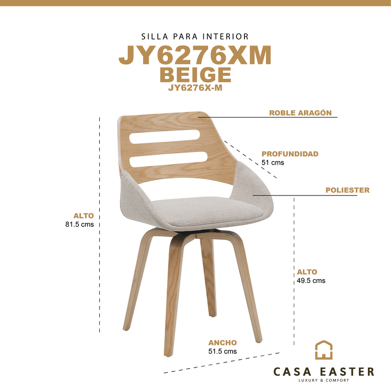 Cargue la imagen en el visor de la galería, Silla de Interior color Beige Aragon - JY6276XM