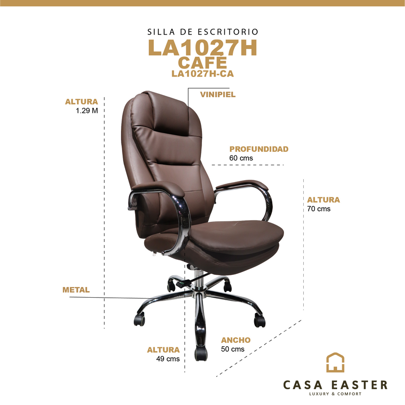 Cargue la imagen en el visor de la galería, Silla de escritorio LA1027H para interior color Brown - LA1027H-BR