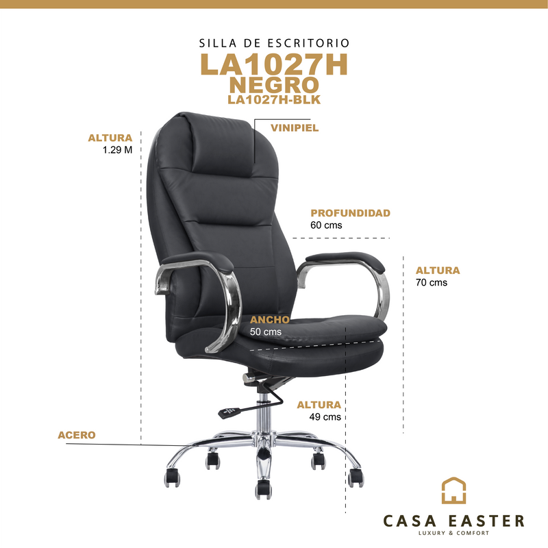 Cargue la imagen en el visor de la galería, Silla de escritorio LA1027H para interior color Negro - LA1027H-BLK