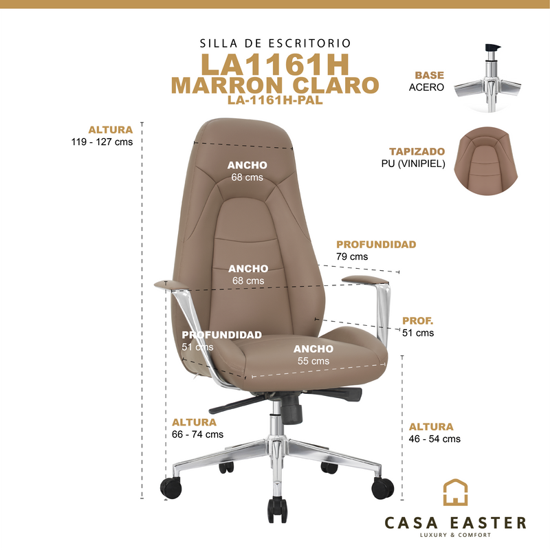 Cargue la imagen en el visor de la galería, Silla de escritorio LA1161H color Café Pálido - LA-1161H-PAL