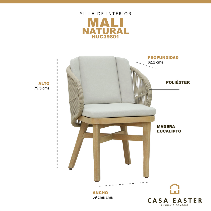 Cargue la imagen en el visor de la galería, Silla para Exterior de madera Mali - HUC39801