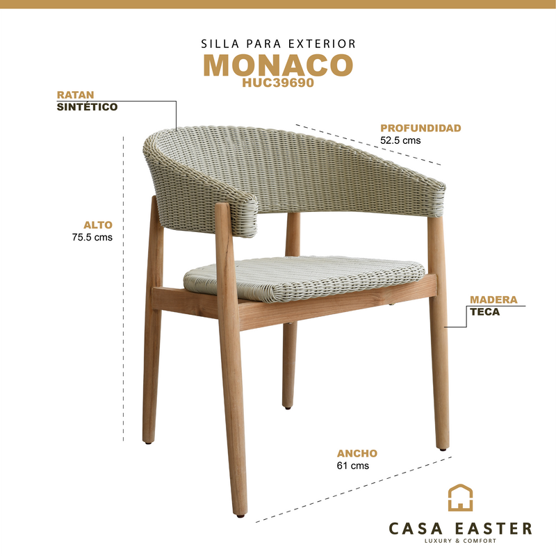 Cargue la imagen en el visor de la galería, Silla de Lazo para Exterior e Interior Color Natural MONACO-HUC39690