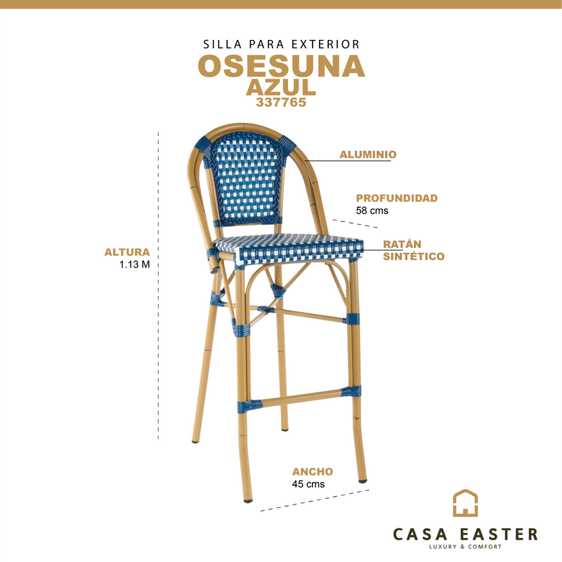 Load image into Gallery viewer, Rattan High Chair for Outdoor and Indoor Color Blue OSESUNA-337765
