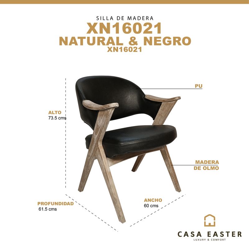 Cargue la imagen en el visor de la galería, Silla de madera para interior XN16021 color negro & gris - XN16021