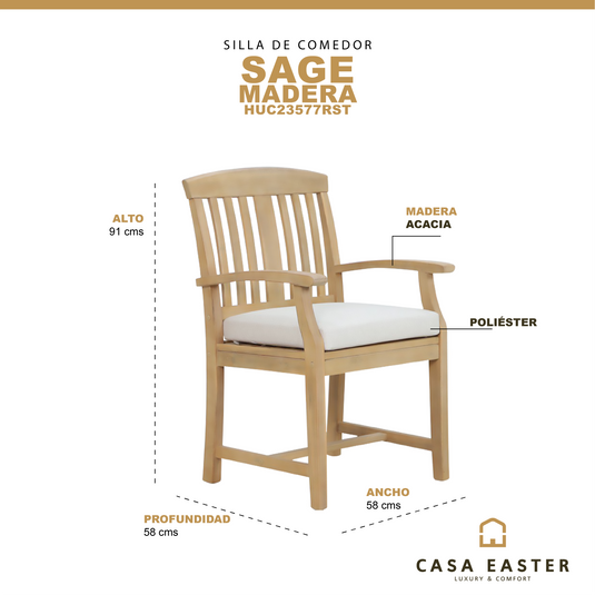 Silla Sage para interior y exterior HUC23577RST con Brazos - HUC23577RST
