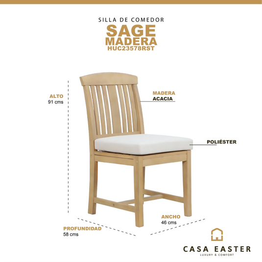 Silla Sage para Interior y Exterior HUC23578RST sin Brazos - HUC23578RST