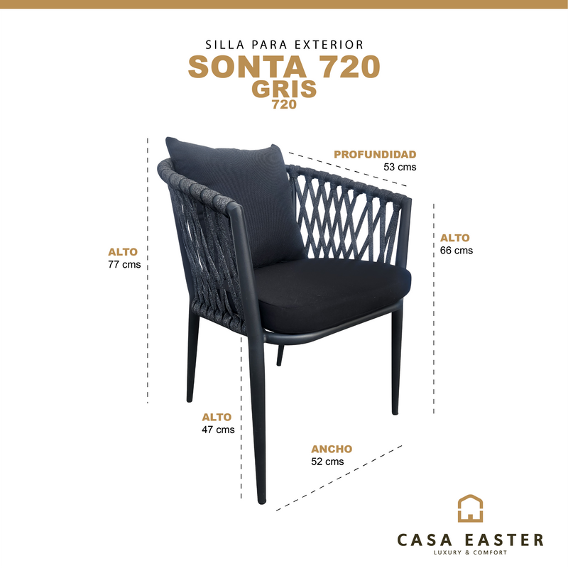 Cargue la imagen en el visor de la galería, Silla de Lazo para Exterior e Interior Color Negro/Gris SONTA 720-ZF42
