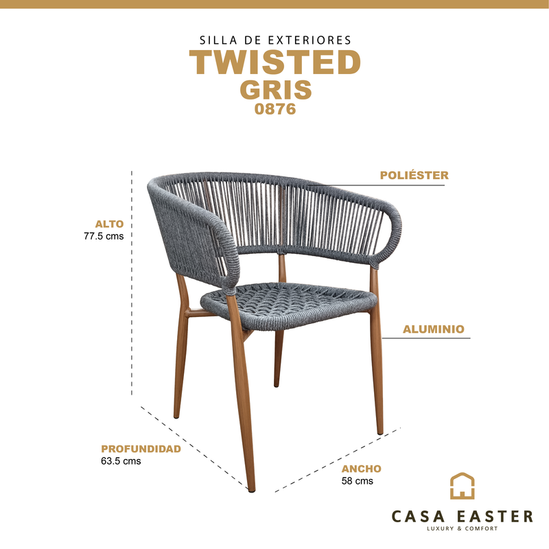 Cargue la imagen en el visor de la galería, silla de Ratan Twisted 0876 color Gris - 0876