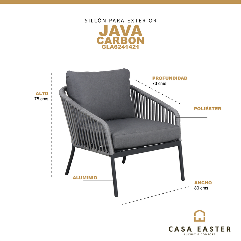 Cargue la imagen en el visor de la galería, Sillon Java Color Carbon Individual - GLA6241421 CasaEaster