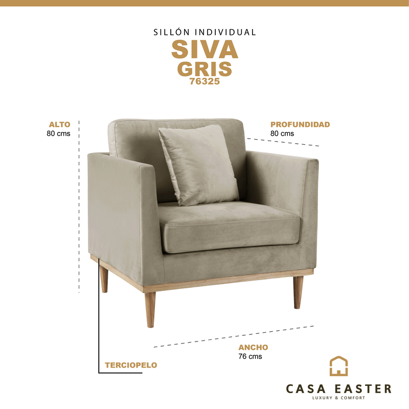 Cargue la imagen en el visor de la galería, Sillón de interior moderno Siva color gris - 76325